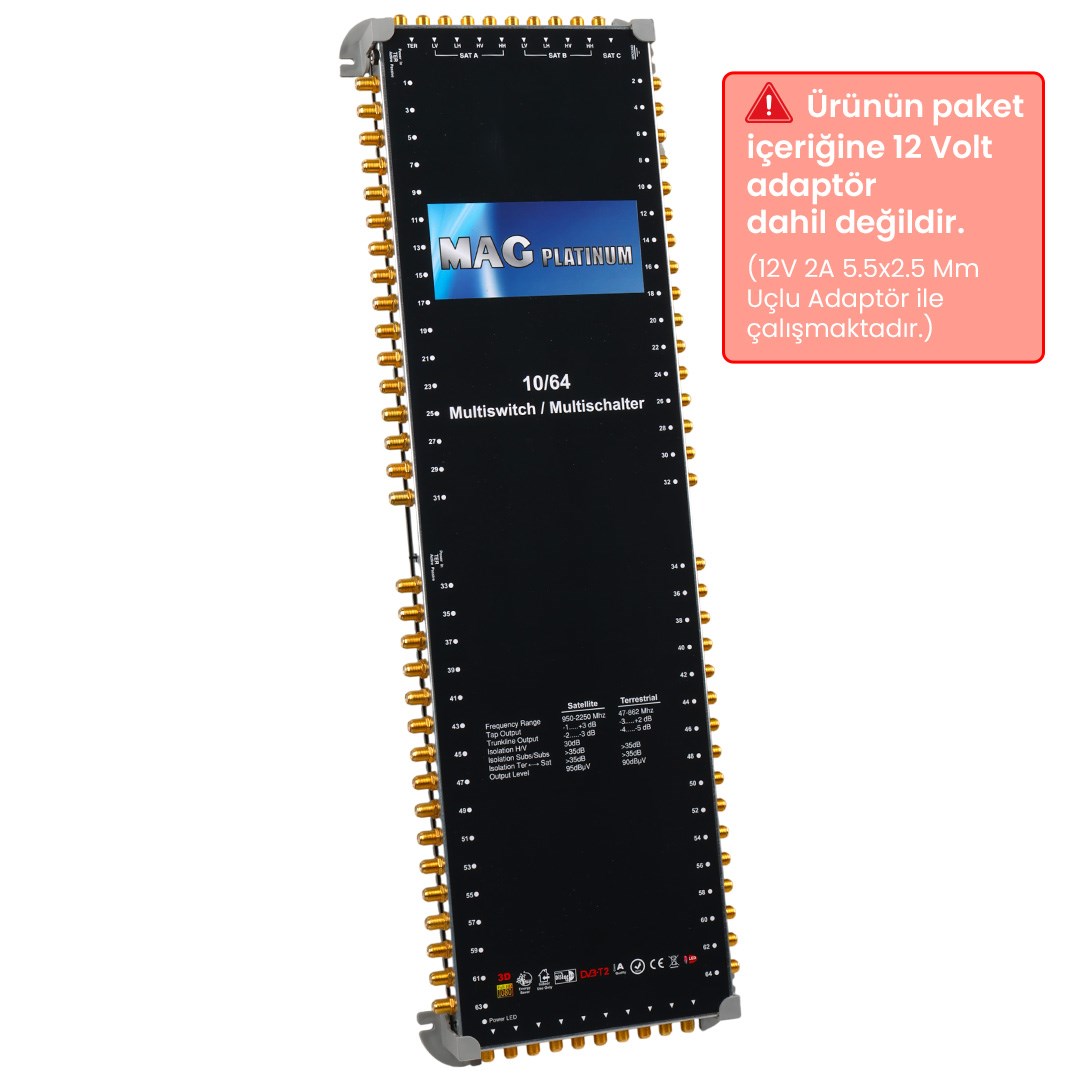 MAG Platinum MP 10/64 Multiswitch - 10 Giriş 64 Çıkışlı Merkezi Uydu Santrali Hybrid 4K ve 3D Destekli Fiyatı - Merter Elektronik
