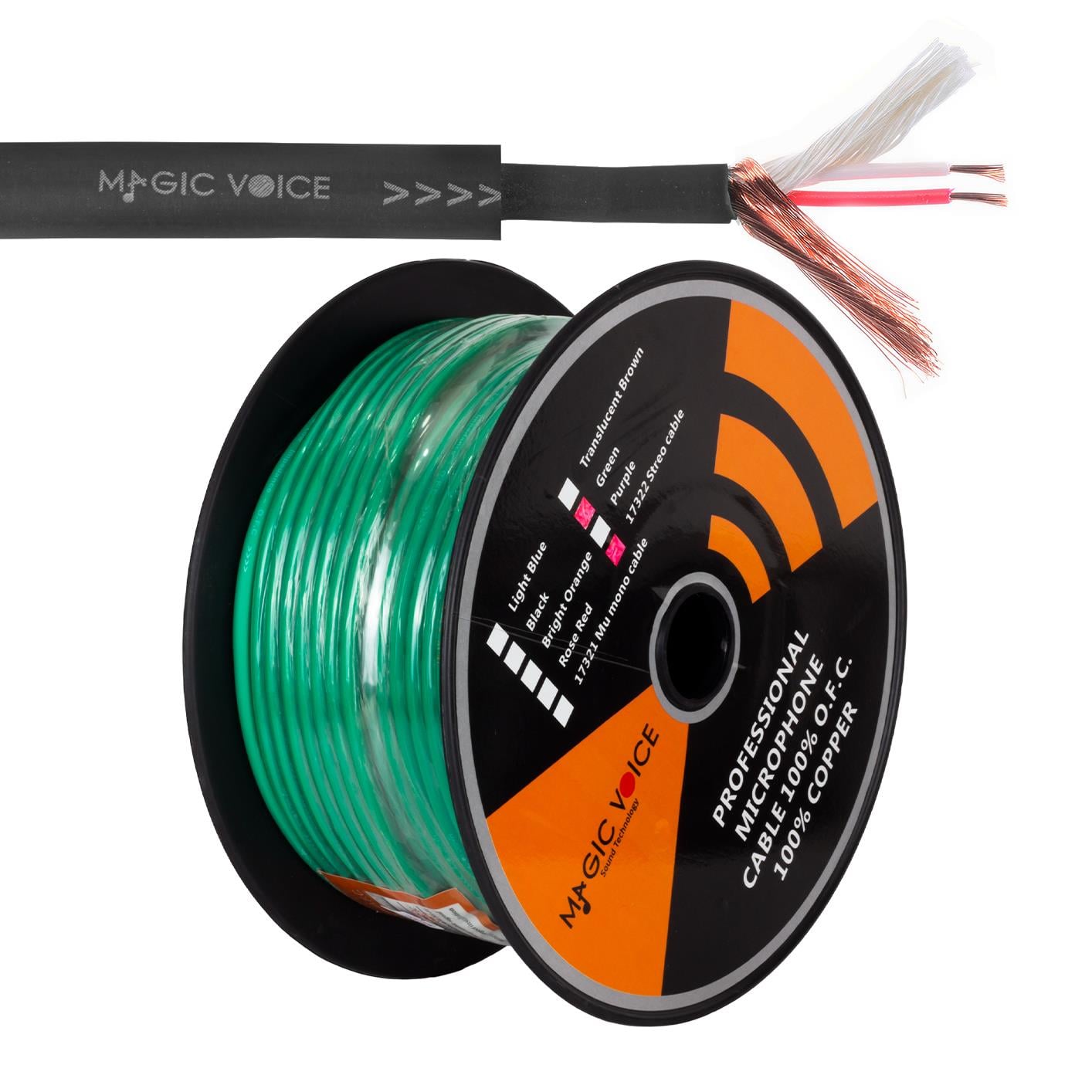 MAGICVOICE MİKROFON KABLOSU STEREO 1.KALİTE 52 METRE YEŞİL