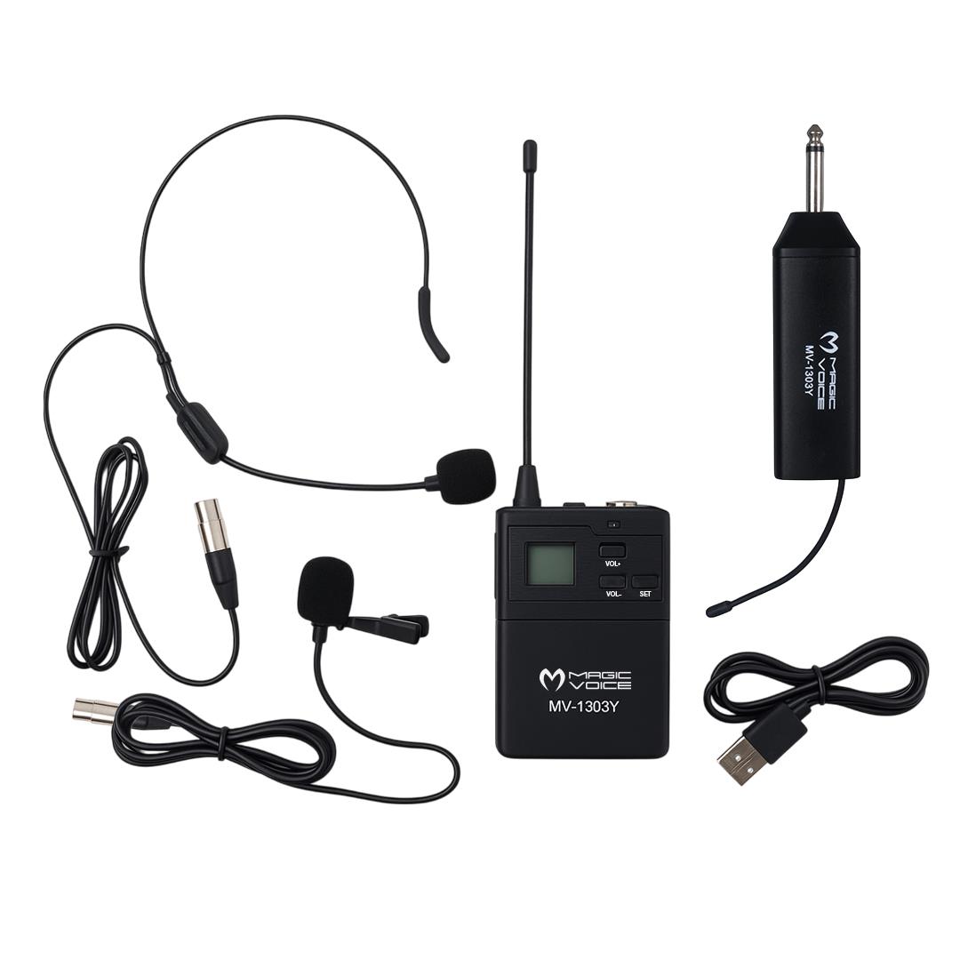 Magicvoice MV-1303Y Kablosuz 1 Yaka+1 Headset Telsiz Mikrofon Fiyatı - Merter Elektronik