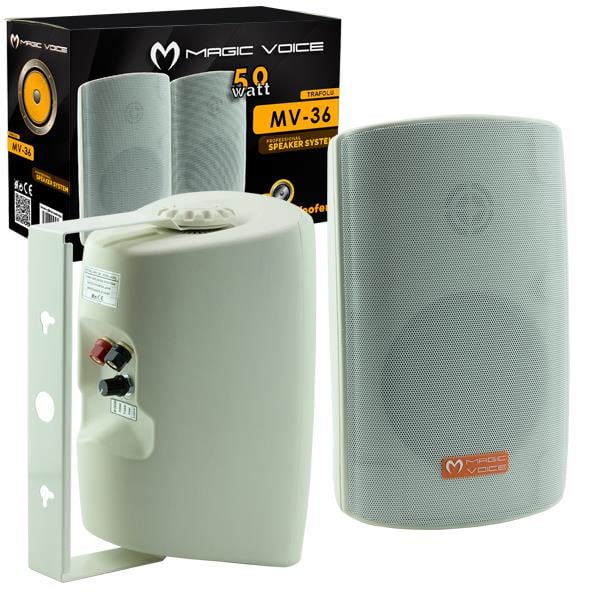 MAGICVOICE MV-36 11 CM 50 WATT 2Lİ TAKIM BEYAZ TRAFOLU SÜTUN HOPARLÖR