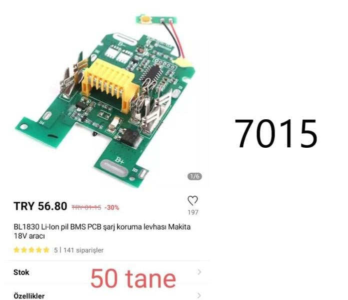 MAKıTA BL-1830 18V LI-ION BMS PCB ŞARJ KORUMA LEVHASI