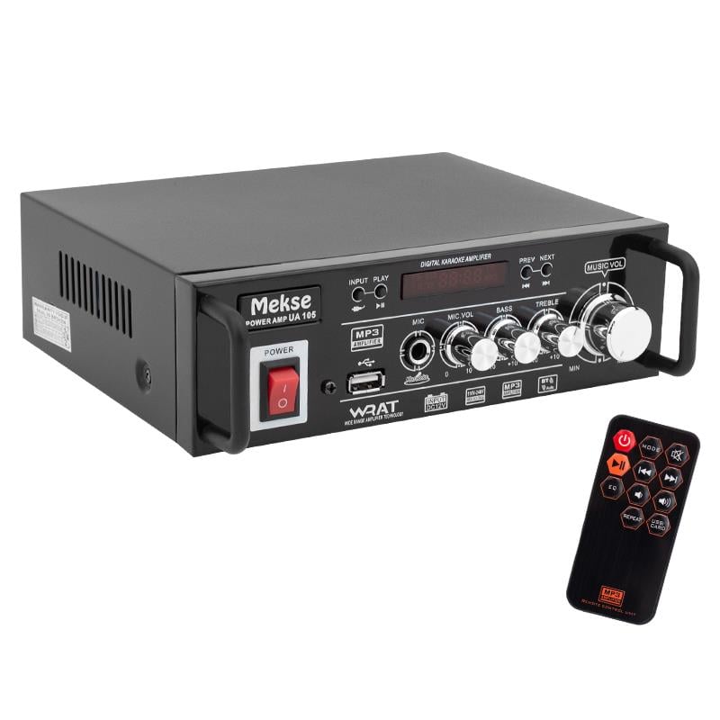 MEKSE UA-105 USB/UK/BLUETOOTHLU 220V-12V EKRAN 2X15W STEREO TRAFOSUZ ANFİ