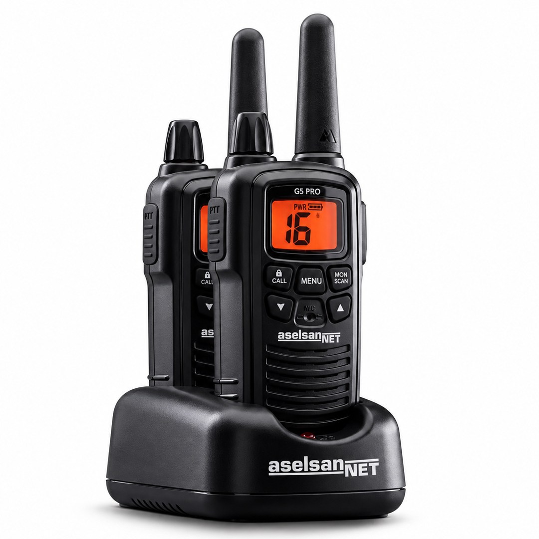 MIDLAND G5 PRO PMR 446 16 KANAL EL TELSİZİ 2'Lİ PAKET (8 KM) ASELSAN