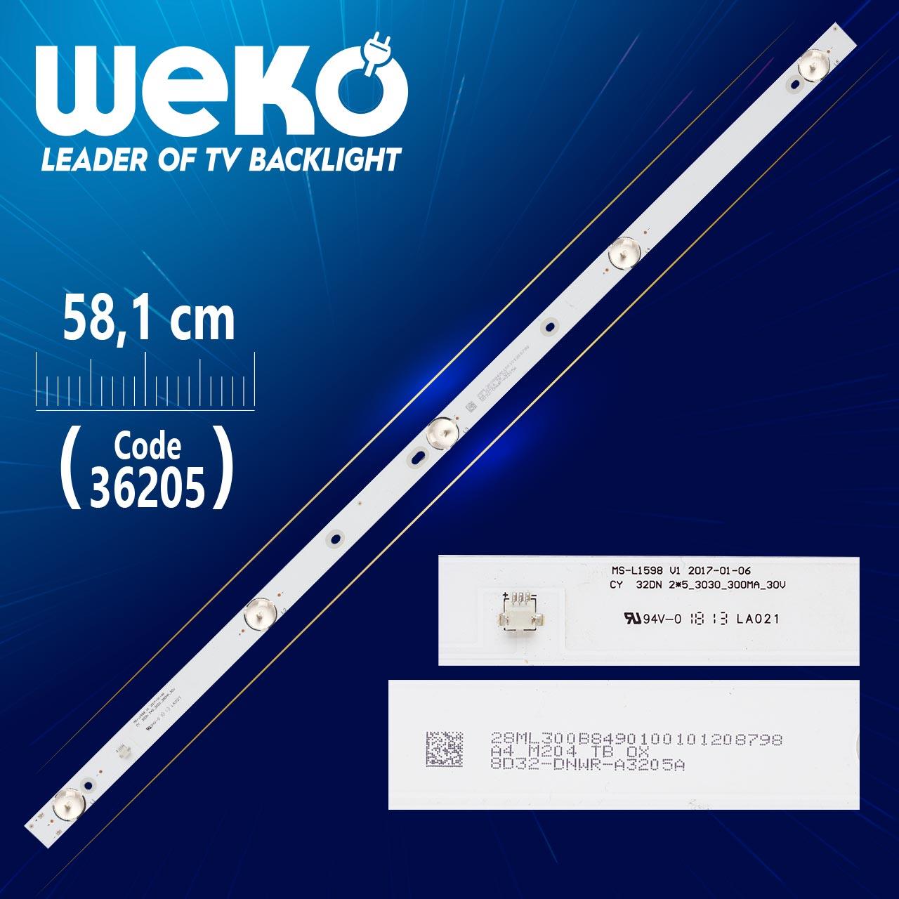 MS-L1598 V1 CY 32DN 2X5_3030_300MA_30V  5 LEDLİ 58.1 CM 6V