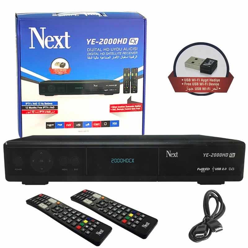 NEXT YE-2000HD CX USB WIFI HEDİYELİ IP TVLİ FULL HD KASALI UYDU ALICISI