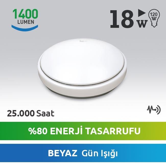 NEXTLED YE-CLY-18WB 18 WATT SIVA ÜSTÜ YUVARLAK BEYAZ LED PANEL (SENSÖRLÜ)