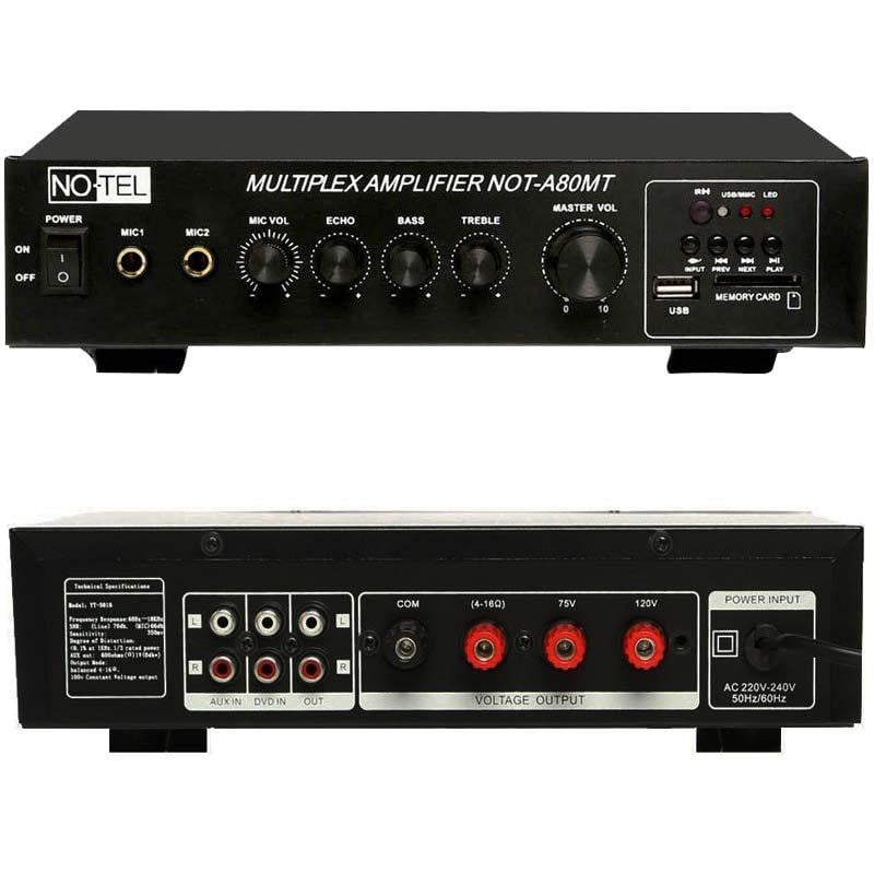 NO-TEL NOT-A80MT MİNİ-80 W USB/SD/UK -4-16-70.100V-2-MİK GİRİŞ TRAFOLU ANFİ