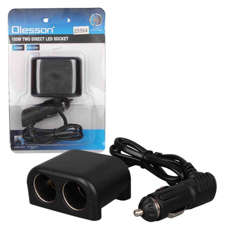 Olesson 1644 12-24V Çiftli 100W 70Cm Kablolu Araç Çakmak Çoklayıcı Fiyatı - Merter Elektronik