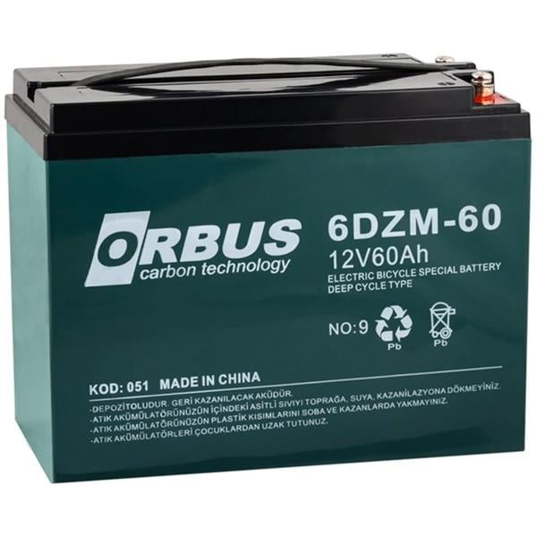 ORBUS 12 VOLT - 60 AMPER ELEKTİRİKLİ BİSİKLET AKÜSÜ (120 X 125 X 225 MM)