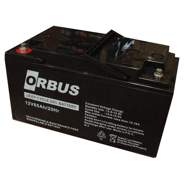 ORBUS 12 VOLT - 65 AMPER  JEL TİP KARBON SOLAR AKÜSÜ (348 X 167 X 178 MM)