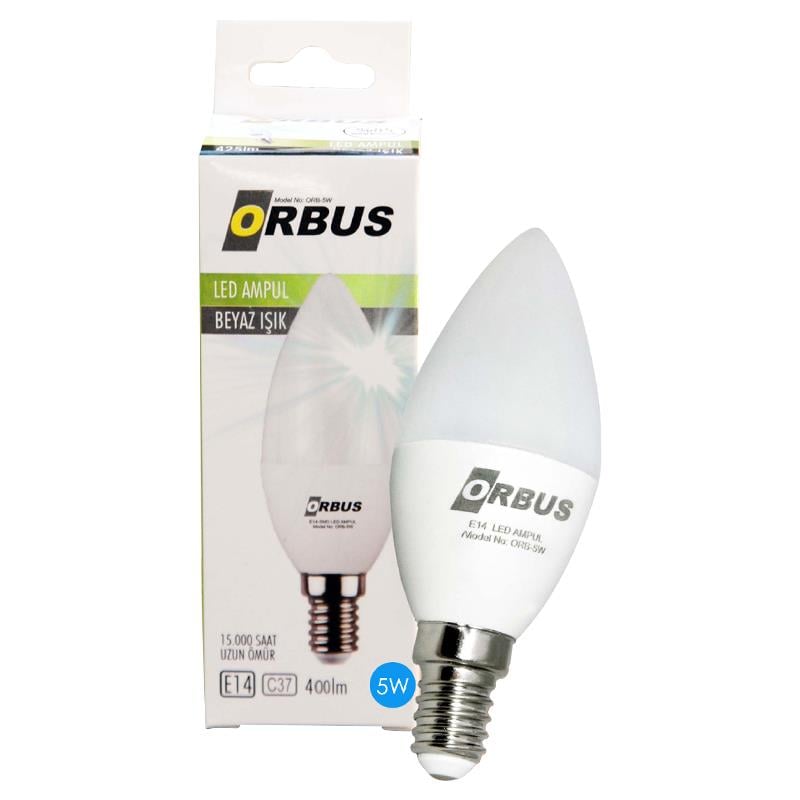 ORBUS ORB-5W C37 E14 5 WATT 400 LÜMEN BEYAZ TASARRUFLU AMPÜL