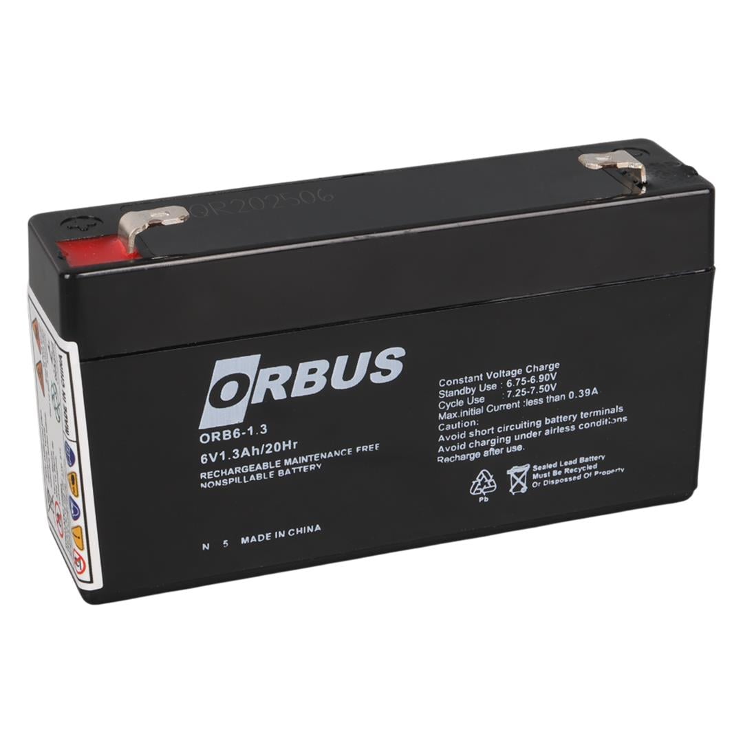 ORBUS 6 VOLT 1.3 AMPER KURU AKÜ (98 X 25 X 52 MM) Fiyatı - Merter Elektronik