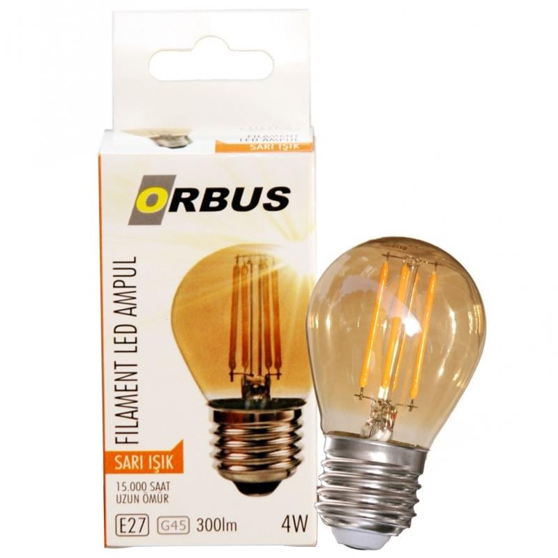 ORBUS ORB-GA45 FILAMENT BULB A60 E27 4 WATT 300 LÜMEN AMBER LED AMPÜL