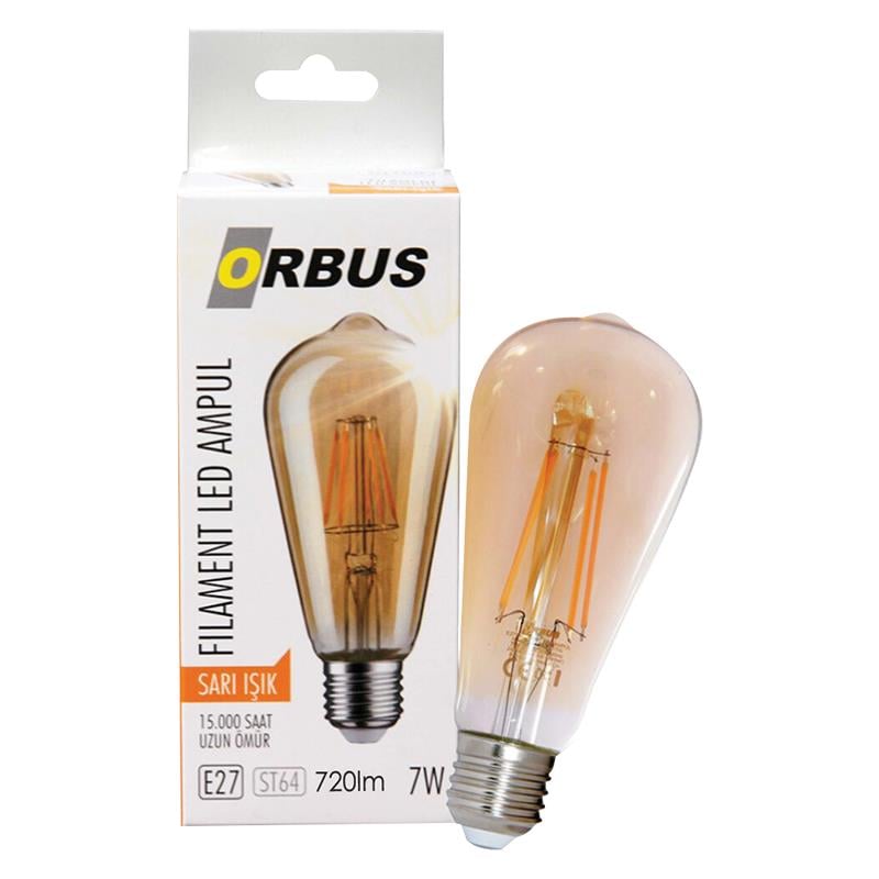 ORBUS ORB-ST7W FILAMENT BULB ST64 E27 7 WATT 720 LÜMEN AMBER LED AMPÜL