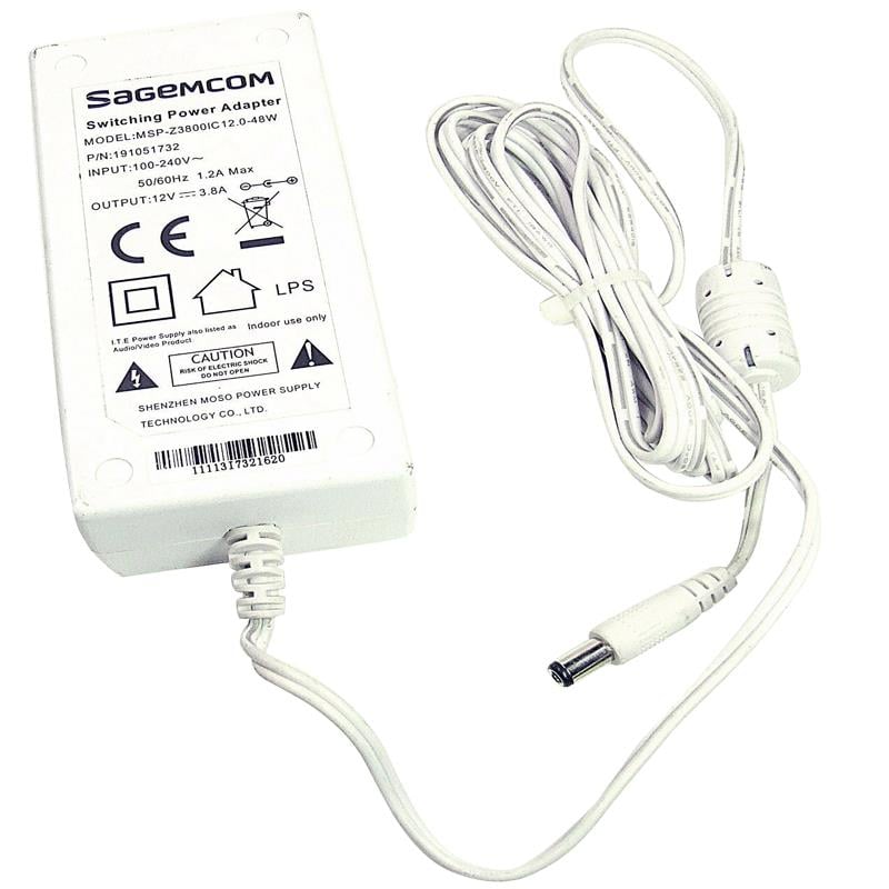 ORJİNAL SAGEMCOM 12 VOLT - 3.8 AMPER 5.5*2,5 UÇLU PLASTİK KASA MASAÜSTÜ ADAPTÖR (MSP-Z3800IC12)
