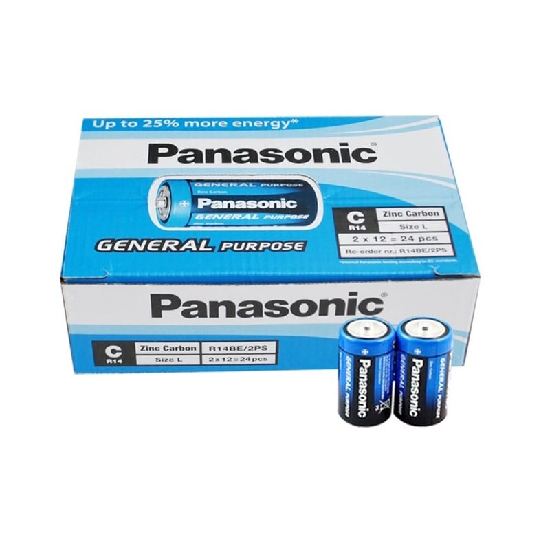 PANASONIC R14BE/2PS MANGANEZ ORTA C BOY 24'LÜ PİL (PAKET FİYATI)
