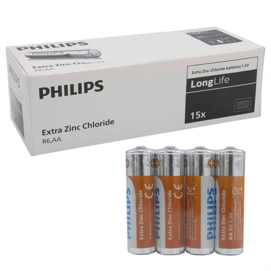 Philips Extra Zinc-Carbon Kalın Saat Kalem Pili AA (60'lı Paket) Fiyatı - Merter Elektronik