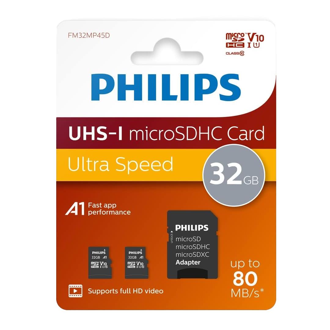 PHILIPS UHS-I 32GB 80MB/S ADAPTÖRLÜ MICRO SDHC HAFIZA KARTI  (2'Lİ PAKET)