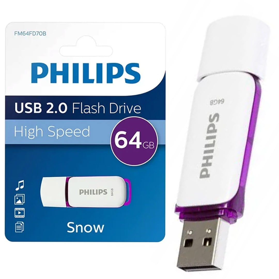 PHILIPS FM64FD70B/00 64 GB MOR/BEYAZ SNOW USB 2.0 FLASH BELLEK