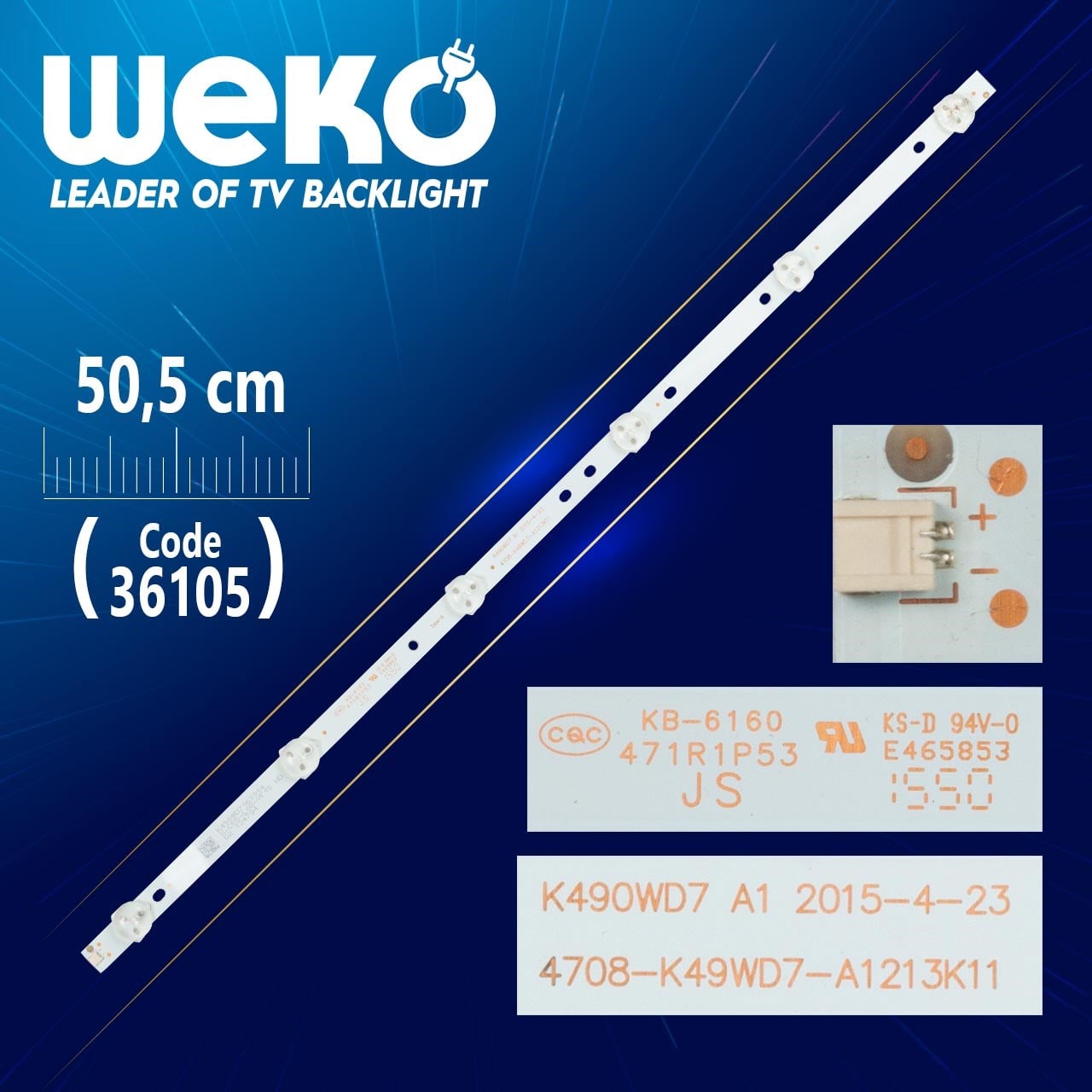 PHILIPS K490WD7 A1 4708-K49WD7-A1213K11 6 LEDLİ 50.5 CM TV LED BAR