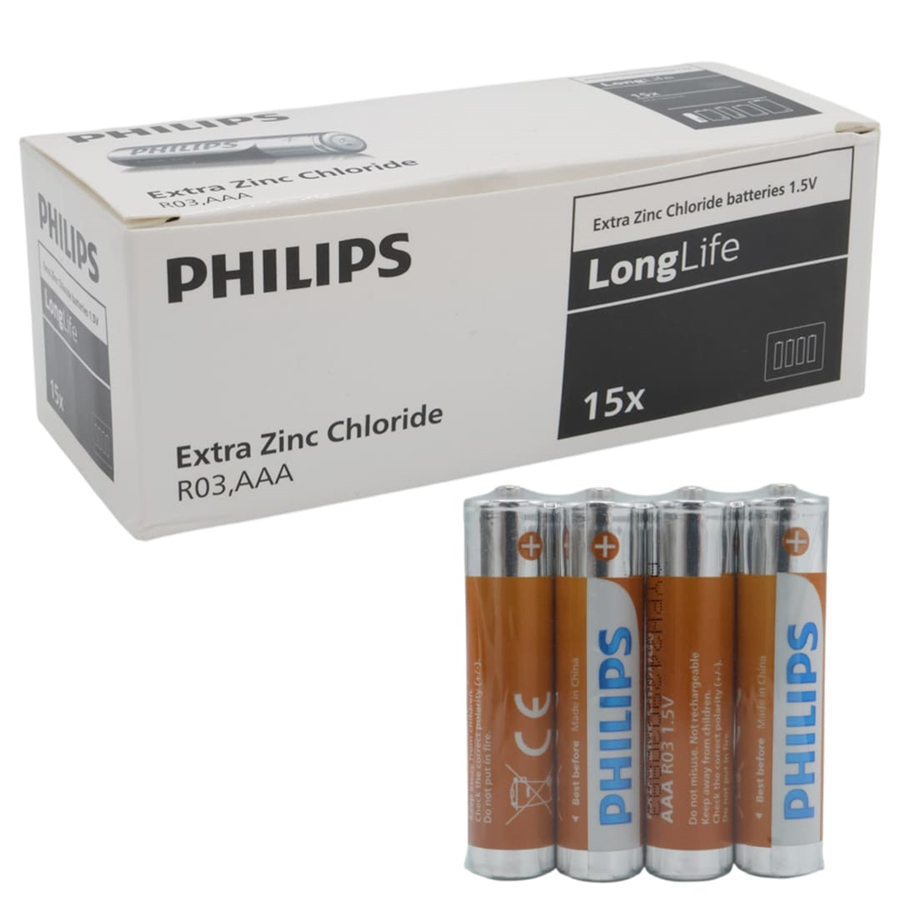 Philips LongLife Extra Zinc-Carbon İnce Kumanda Kalem Pili AAA (60'lı Paket) Fiyatı - Merter Elektronik