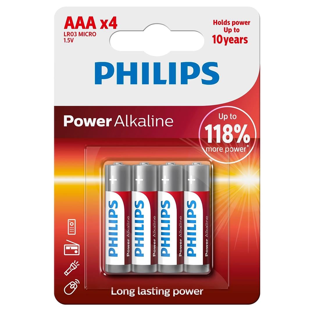 PHILIPS POWER ALKALINE AAA İNCE KALEM PİL (4'LÜ FİYAT)