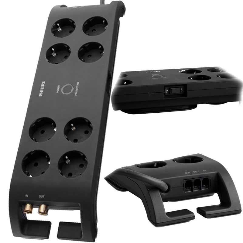 PHILIPS SPN 4085B 8Lİ 3 METRE KABLOLU SİYAH AKIM KORUMALI PRİZ