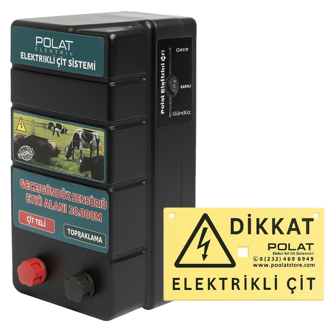 POLAT 20.000 METRE TESİRLİ KONTROL ÜNİTELİ GECE-GÜNDÜZ SENSÖRLÜ ELEKTRİZATÖR