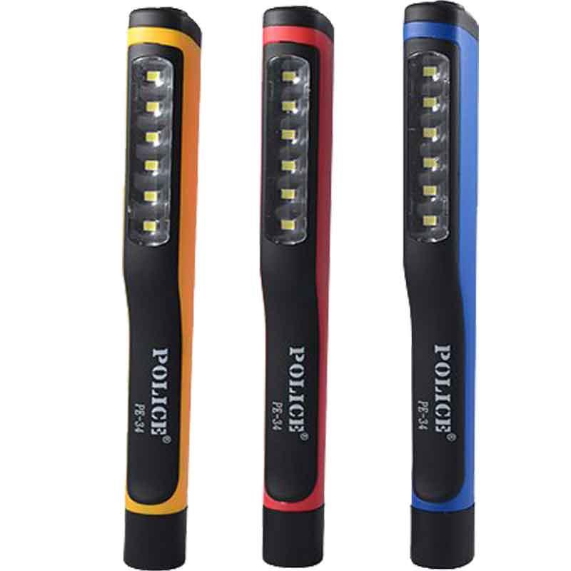 POLICE PE-34 MIKNATISLI 1+6 SMD LEDLİ CEP TİPİ FENER
