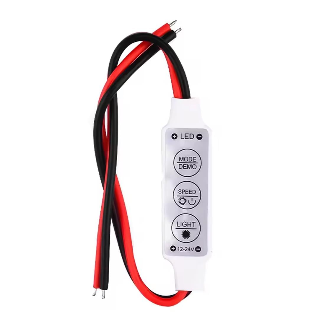 Powermaster 12-24 Volt Mini Üç Tuşlu Tek Renkli Led Kontrol Cihazı (Kırmızı - Siyah Kablo) Fiyatı - Merter Elektronik