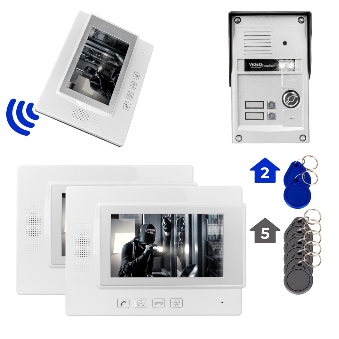 POWERMASTER 37T2 2 DAİRE 7'' NFC DESTEKLİ GÖRÜNTÜLÜ DİAFON KAPI ZİLİ INTERKOM AKILLI EV GÜVENLİĞİ SİSTEMİ