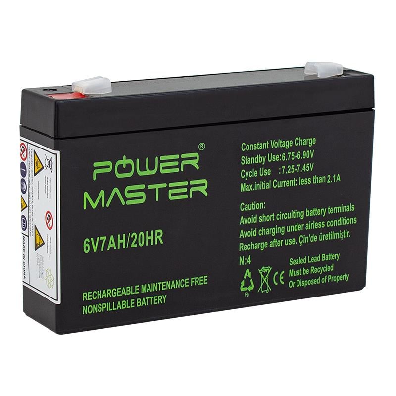 POWERMASTER 6 VOLT - 7 AMPER AKÜ (150 X 50 X 94 MM)