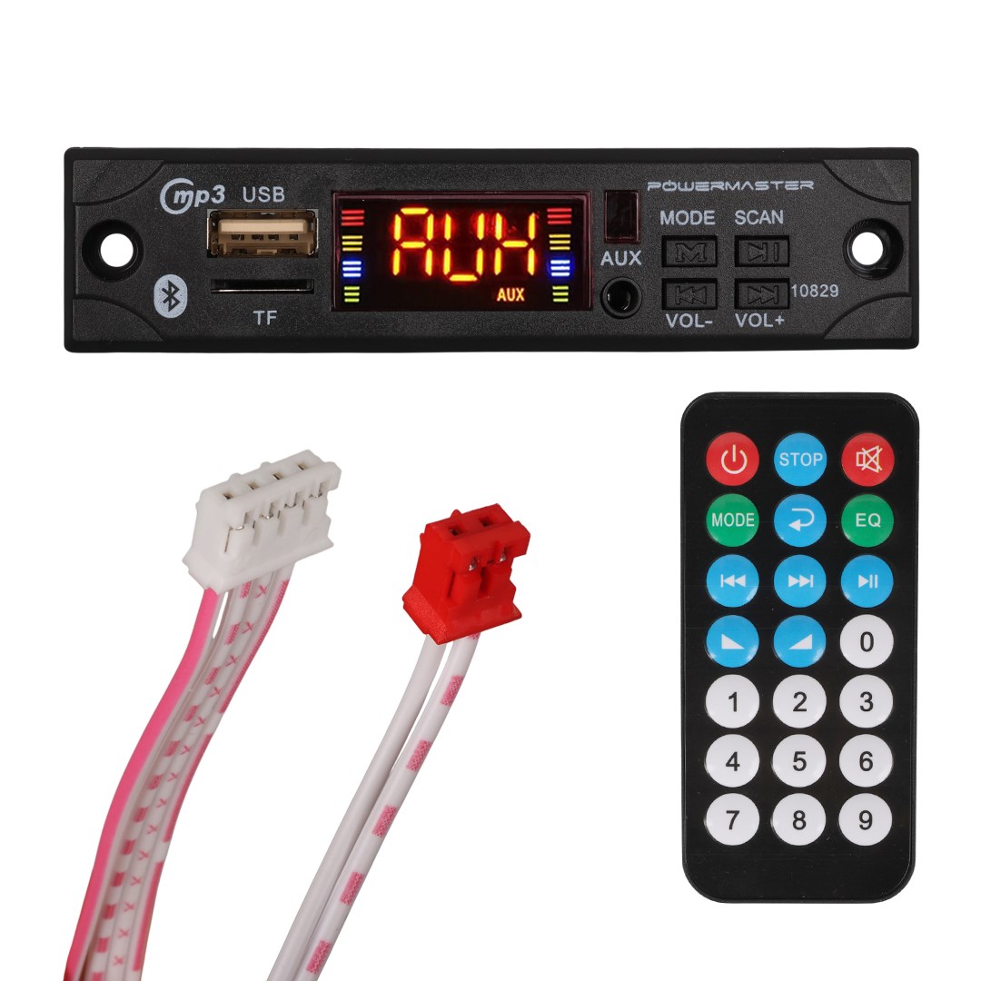 POWERMASTER M517 OTO TEYP DİJİTAL PLAYER BOARD USB/AUX/SD/FM/BLUETOOTH KUMANDALI MİKROFONSUZ ÇEVİRİCİ (12V-500MA)
