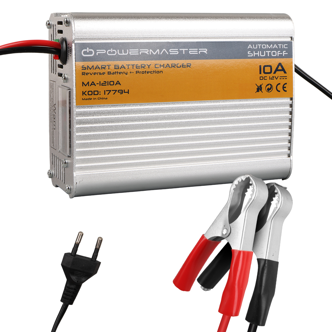 PowerMaster MA-1210A 12 Volt - 10 Amper Akıllı Hızlı Akü Şarj Cihazı Analog Amper Göstergeli Fiyatı - Merter Elektronik