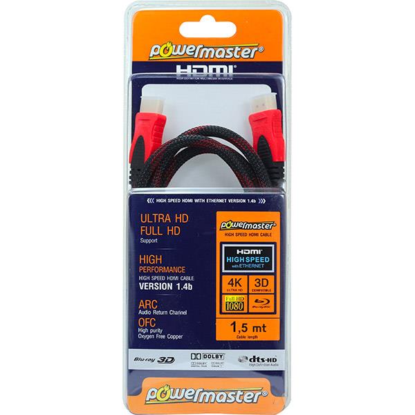 POWERMASTER ÖRGÜLÜ ALTIN UÇLU BLİSTERLİ 1.5 METRE HDMI KABLO (OEM HDMI11 )