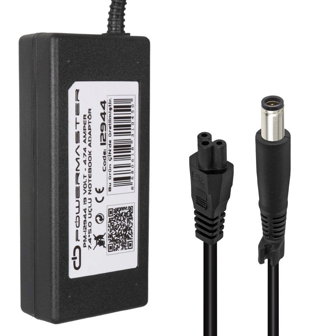 Powermaster PM-12944 19 Volt - 4.74 Amper 7.4*5.0 Mm Uçlu Adaptör (Hp Notebook) Fiyatı - Merter Elektronik