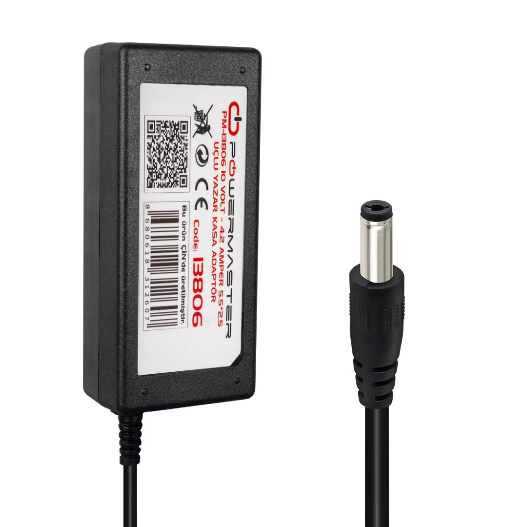 POWERMASTER PM-13806 10 VOLT - 4.2 AMPER 5.5*2.5 MM UÇLU YAZAR KASA ADAPTÖR