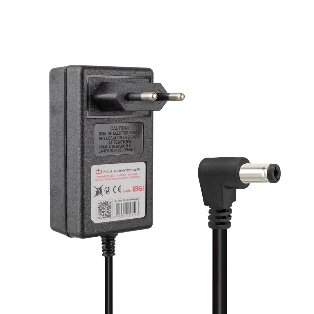 POWERMASTER PM-1861 25 VOLT - 1 AMPER - 25 WATT 5.5*2.5 MM L UÇLU ŞARJLI MATKAP ADAPTÖRÜ