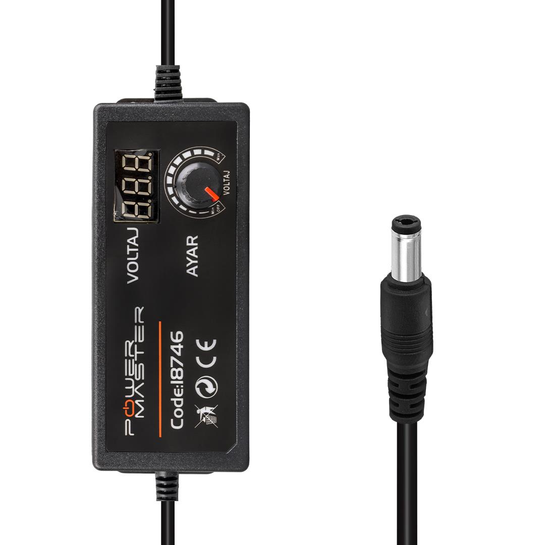 POWERMASTER PM-18746 3 VOLT - 12 VOLT - 5 AMPER ÇOK UÇLU AYARLI KADEMELİ ADAPTÖR
