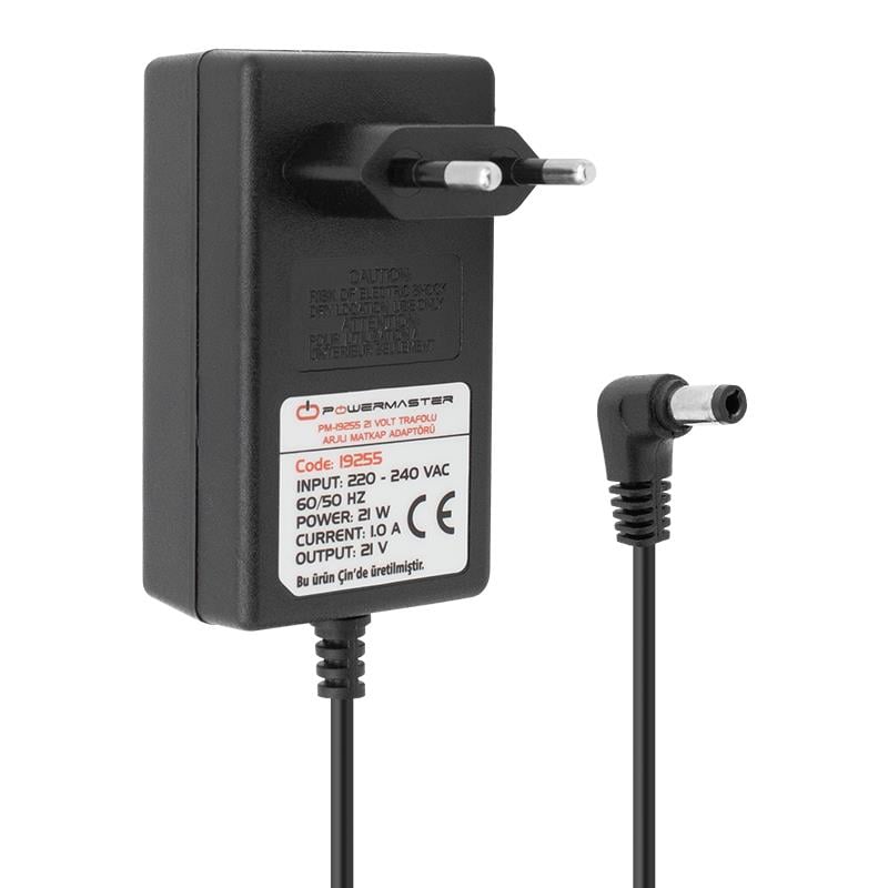 POWERMASTER PM-19255 21 VOLT - 1 AMPER - 21 WATT 5.5*2.5 MM L UÇLU ŞARJLI MATKAP ADAPTÖRÜ