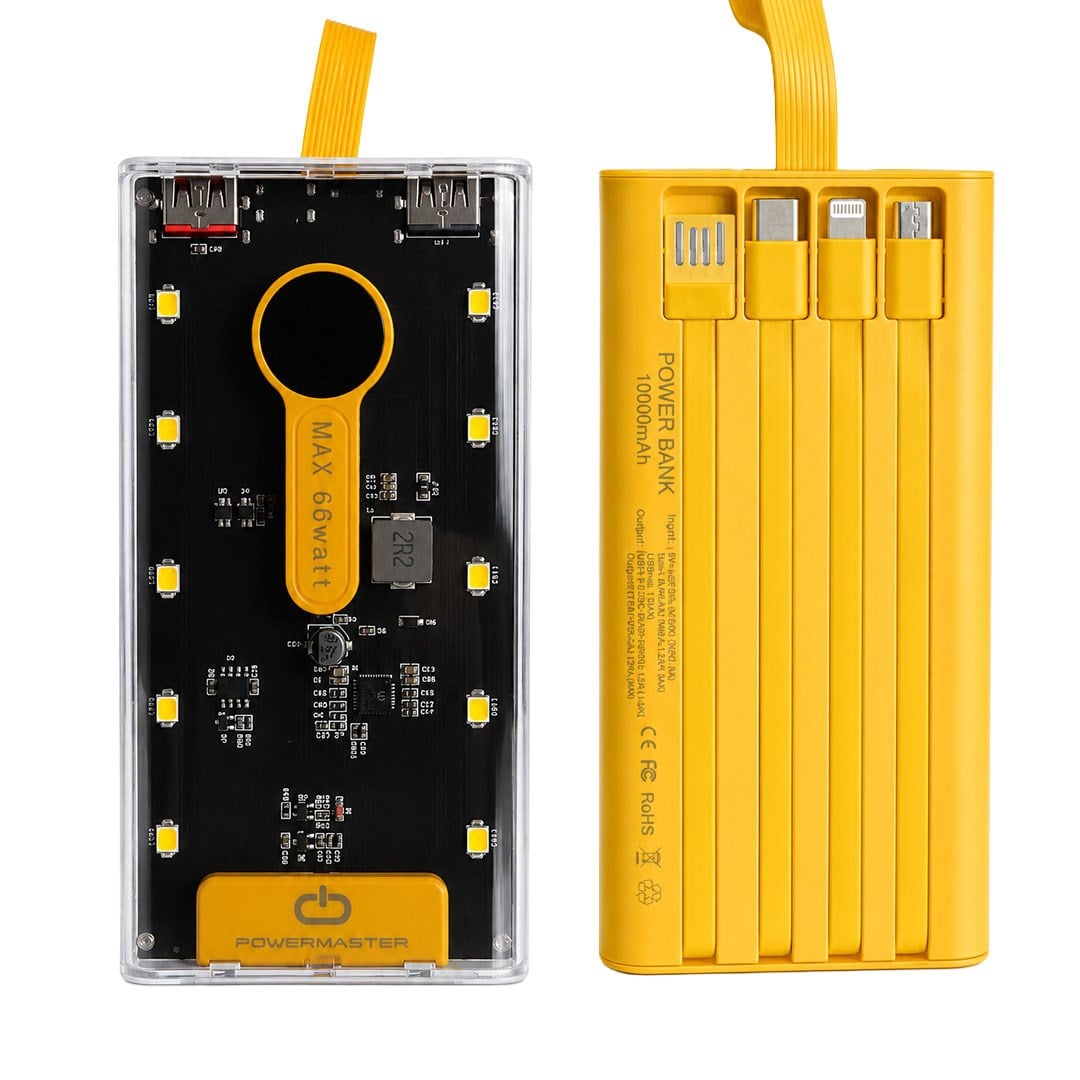 PowerMaster PM-25401 10000 Mah Çift Usb + Type-C Girişli Sarı Powerbank Fiyatı - Merter Elektronik