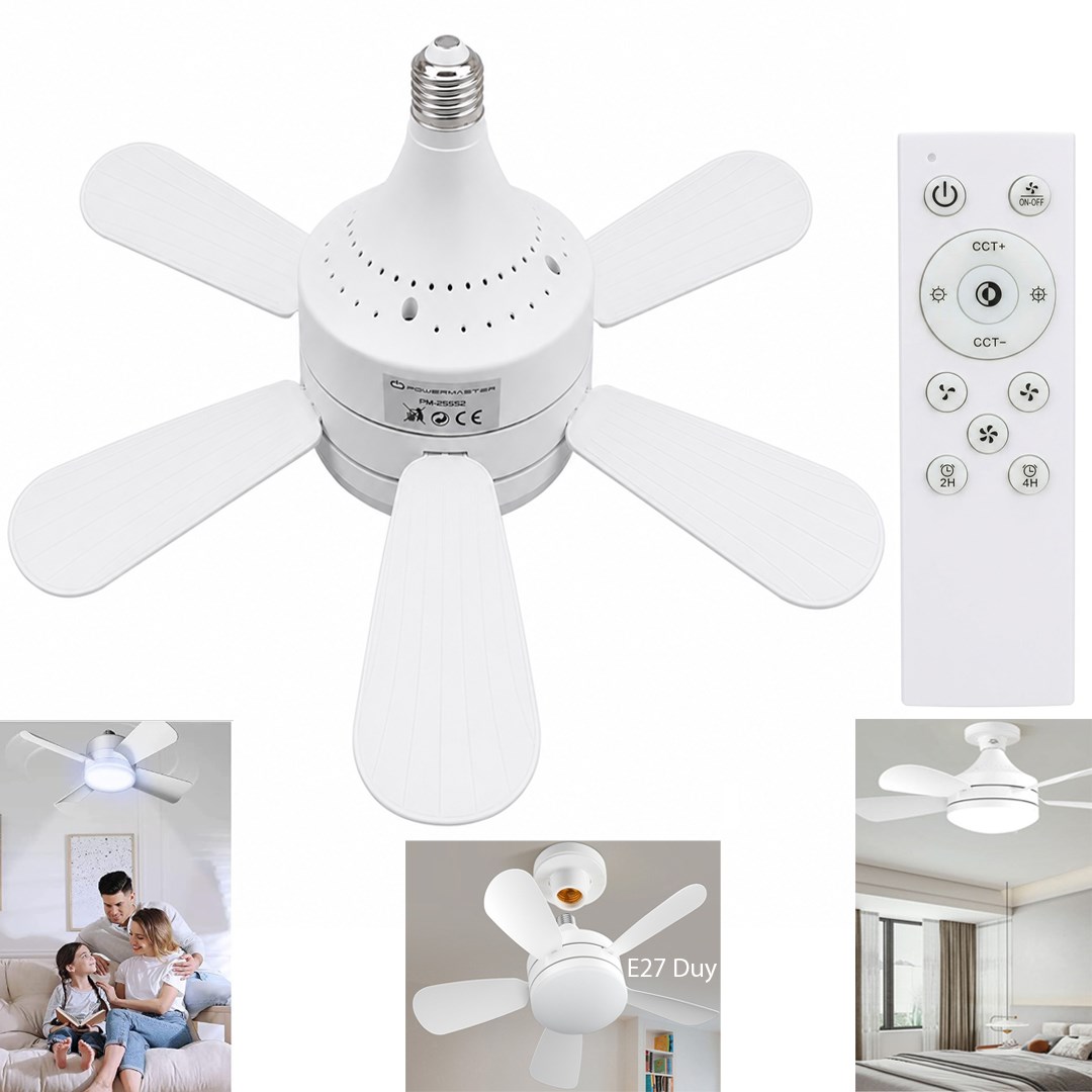 PowerMaster PM-25552 E27 2000 Lümen Ledli Tavan Fan Vantilatör Fiyatı - Merter Elektronik