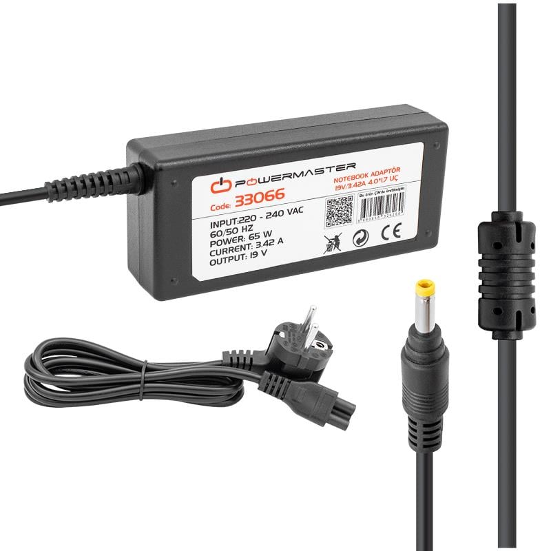 POWERMASTER PM-33066 19 VOLT - 3.42 AMPER 4.0*1.7 MM UÇLU ADAPTÖR (CASPER NOTEBOOK)
