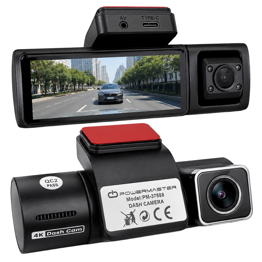 POWERMASTER PM-37888 GPS KAYIT DESTEKLİ 4K+1080P ARAÇ KAMERASI (128 GB KART DESTEKLİ) Fiyatı - Merter Elektronik