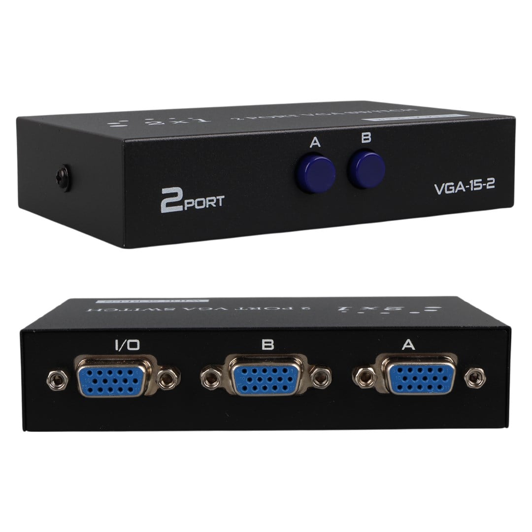 POWERMASTER PM-4263 2 PORT GİRİŞ 1 ÇIKIŞ MANUEL VGA SPLİTTER TOPLAYICI SWİTCH (2 PC 1 EKRAN)