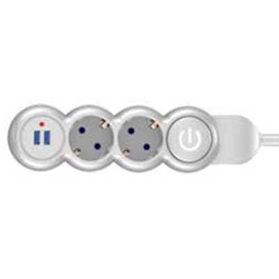 POWERMASTER PM-4906 2Lİ 2 METREKABLOLU 2 USBLİ ANAHTARLI GRUP PRİZ