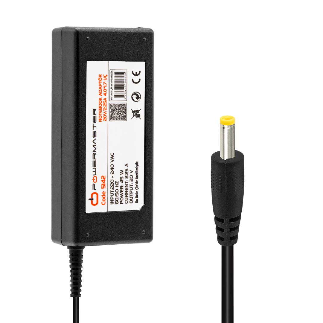 POWERMASTER PM-5142 20 VOLT - 2.5 AMPER - 45 WATT 4.0*1.7 MM UÇLU ADAPTÖR (LENOVO NOTEBOOK)