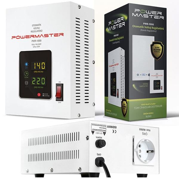 POWERMASTER PWR-1000 1000VA OTOMATİK VOLTAJ REGÜLATÖRÜ (KOMBİ REGÜLATÖRÜ)