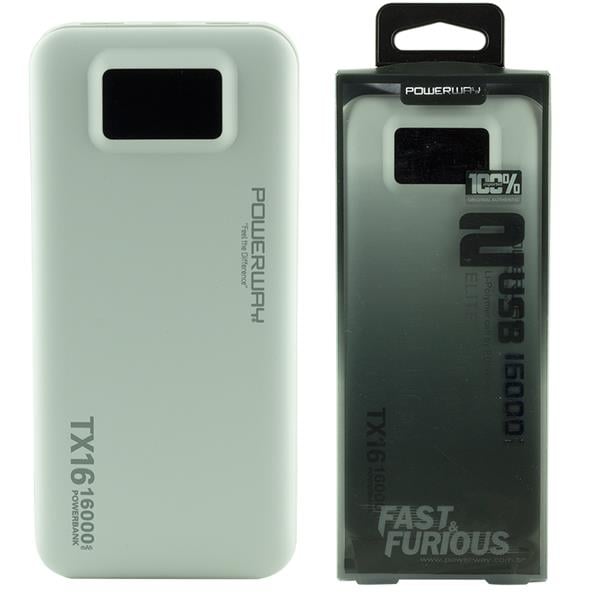 POWERWAY TX-16 16000 MAH ÇİFT USB DİJİTAL EKRAN SİYAH*BEYAZ POWERBANK