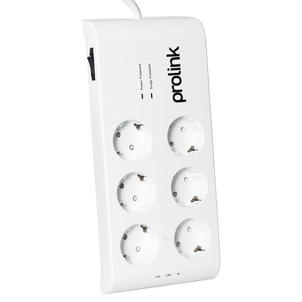 PROLINK PR-SP06T 16 AMPER - 3680 WATT - 3600 JOULE 6LI 1.5 METRE KABLOLU BEYAZ AKIM KORUMALI PRİZ